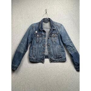 Abercrombie & Fitch Denim Jacket Women's Small Distressed Blue Button-Up Casual